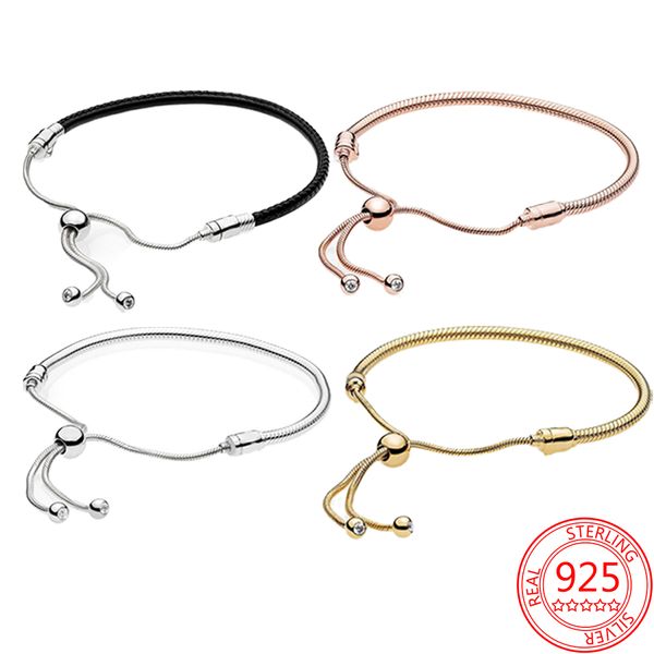 authentic 925 sterling silver moments black leather slippery buckle bracelet, classic snake bracelet can be matched with charm
authentic 925 sterling silver moments black leather slippery buckle bracelet, classic snake bracelet can be matched with charm