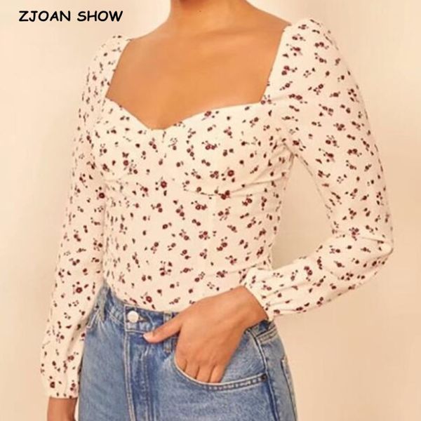 women's blouses & shirts vintage france style cream floral print shirt women square collar back elastic pullovers blouse crop, White
women's blouses & shirts vintage france style cream floral print shirt women square collar back elastic pullovers blouse crop, White