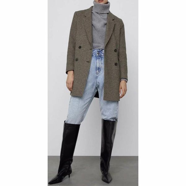 women's wool & blends british style plaid woolen coat women fashion warm blazer collar double breasted casual office coats autumn winte, Black
women's wool & blends british style plaid woolen coat women fashion warm blazer collar double breasted casual office coats autumn winte, Black