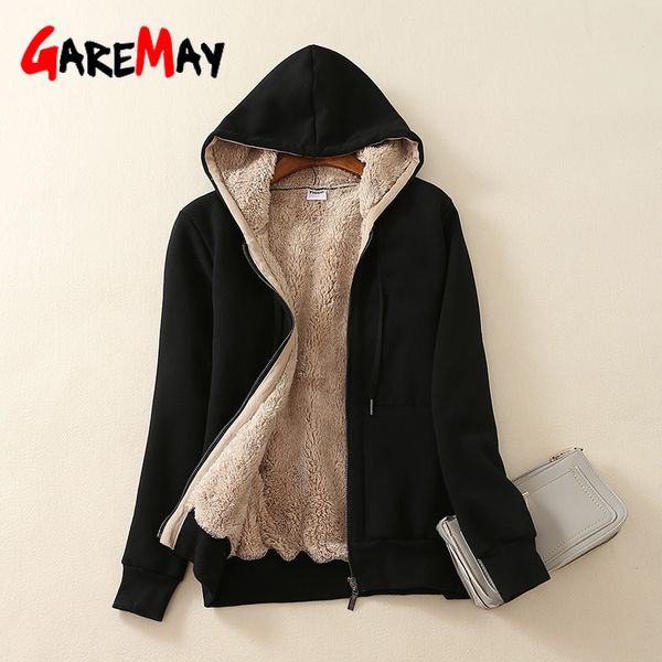 winter women's warm casual hoodie jacket ladies thick velvet long sleeve zipper lamb cashmere hoodies female coat plus size 210428, Black;brown
winter women's warm casual hoodie jacket ladies thick velvet long sleeve zipper lamb cashmere hoodies female coat plus size 210428, Black;brown