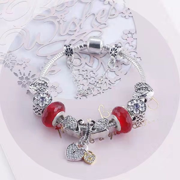 16-21cm charm bracelet red crystal charms heart pendant swan beads as gift for kids women fit snake chain bangle diy jewelry accessories, Golden;silver
16-21cm charm bracelet red crystal charms heart pendant swan beads as gift for kids women fit snake chain bangle diy jewelry accessories, Golden;silver