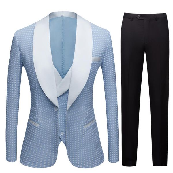men's suits & blazers gold plated black collar suit set wedding blue dot floral pattern slim fit party prom dress tuxedo singers costum, White;black
men's suits & blazers gold plated black collar suit set wedding blue dot floral pattern slim fit party prom dress tuxedo singers costum, White;black
