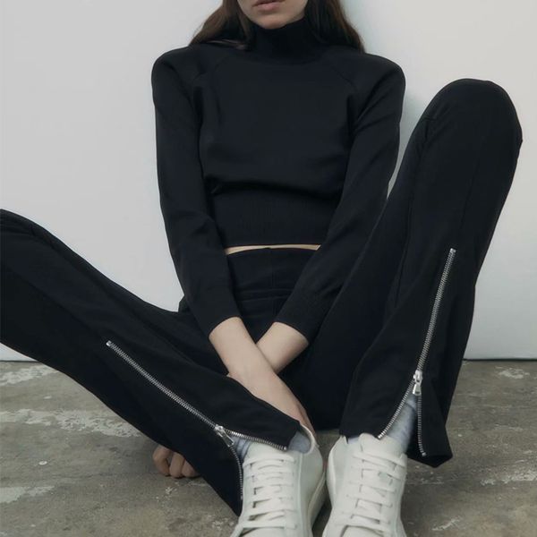za spring autumn stretch leggings women trouser high waist flare pants pantalon female fashion zipper pockets 210422, Black;white
za spring autumn stretch leggings women trouser high waist flare pants pantalon female fashion zipper pockets 210422, Black;white