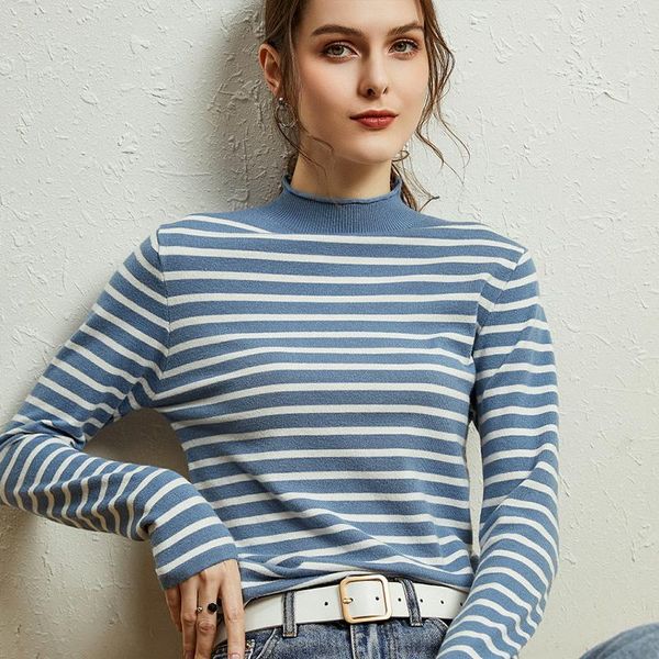 women's sweaters half high collar stripe cashmere sweater women jumper 2021 autumn winter knitted pullover clothes pull femme hiver war, White;black
women's sweaters half high collar stripe cashmere sweater women jumper 2021 autumn winter knitted pullover clothes pull femme hiver war, White;black