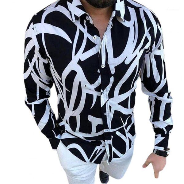 men's dress shirts 2021 men autumn shirt fashionable printed turn-down collar anti-shrink buttons black-white for work, White;black
men's dress shirts 2021 men autumn shirt fashionable printed turn-down collar anti-shrink buttons black-white for work, White;black