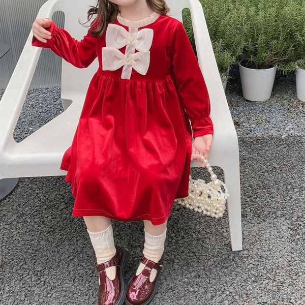 girl's dresses autumn kids girls dress long-sleeved bowknot velvet party christmas princess wedding birthday performance, Red;yellow
girl's dresses autumn kids girls dress long-sleeved bowknot velvet party christmas princess wedding birthday performance, Red;yellow