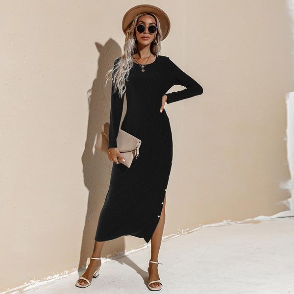 casual dresses long sleeve o neck bodycon maxi dress women autumn winter fashion solid slim hidden button split female clothing vestido, Black;gray
casual dresses long sleeve o neck bodycon maxi dress women autumn winter fashion solid slim hidden button split female clothing vestido, Black;gray