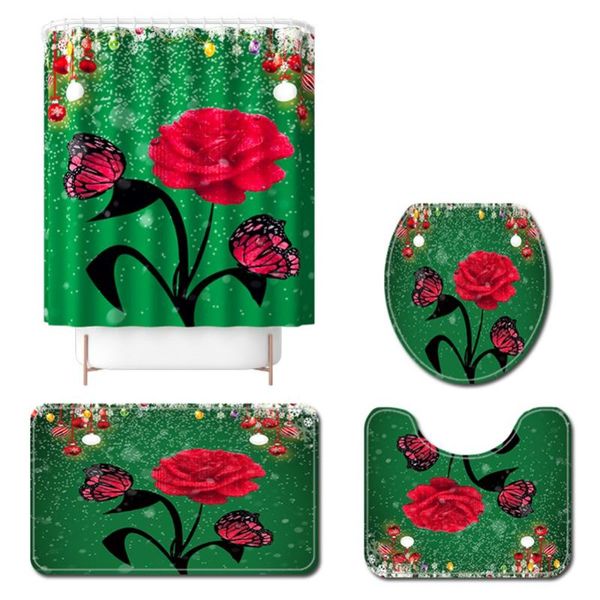 bath accessory set 4pcs/set christmas flower toilet rug shower curtain mat pedestal lid cover combination floor
bath accessory set 4pcs/set christmas flower toilet rug shower curtain mat pedestal lid cover combination floor