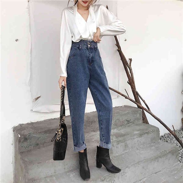 arrival autumn korea women's fashions high cotton waist deniharem pants all combined casual loose vintage jeans s357, Blue
arrival autumn korea women's fashions high cotton waist deniharem pants all combined casual loose vintage jeans s357, Blue