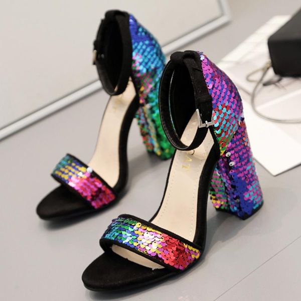 sandals ribetrini open toe multicolor sequins block heels women's 2021 party dress colorful cover heel summer shoes, Black
sandals ribetrini open toe multicolor sequins block heels women's 2021 party dress colorful cover heel summer shoes, Black