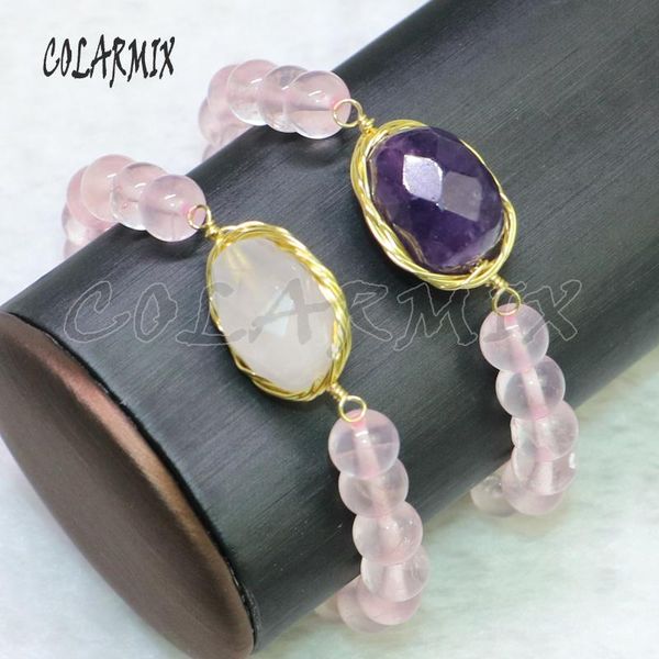 charm bracelets 6 pieces egg stone bracelet pink crystal beaded strand manual winding gift for lady mix color 9132, Golden;silver
charm bracelets 6 pieces egg stone bracelet pink crystal beaded strand manual winding gift for lady mix color 9132, Golden;silver