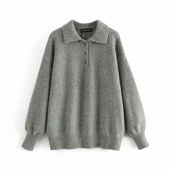causal women solid grey sweater autumn fashion ladies turn down collar knitted elegant female chic loose pullover 210427, White;black
causal women solid grey sweater autumn fashion ladies turn down collar knitted elegant female chic loose pullover 210427, White;black