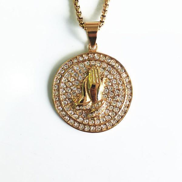 hip hop praying hands full rhinestone pendant necklace charm for men women gifts gold color stainless steel jewelry drop necklaces, Silver
hip hop praying hands full rhinestone pendant necklace charm for men women gifts gold color stainless steel jewelry drop necklaces, Silver