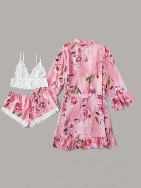 bathrobe selling pajamas three piece elastic satin allure female summer lace transparent 91
bathrobe selling pajamas three piece elastic satin allure female summer lace transparent 91