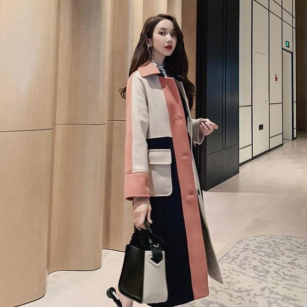 women's wool & blends winter woman coats 2021 korean version of the splicing woolen coat fashion long section slim female, Black
women's wool & blends winter woman coats 2021 korean version of the splicing woolen coat fashion long section slim female, Black