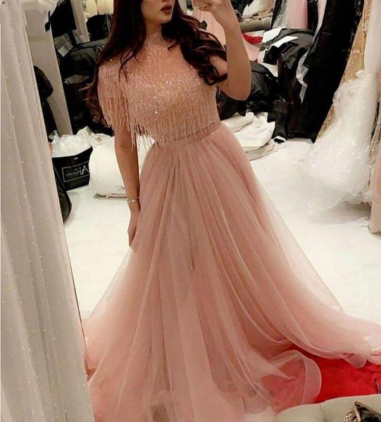 glaring pink high neck long prom dresses with tassels short sleeve sequins tulle evening gowns formal dress custom robe de soiree, Black;red
glaring pink high neck long prom dresses with tassels short sleeve sequins tulle evening gowns formal dress custom robe de soiree, Black;red