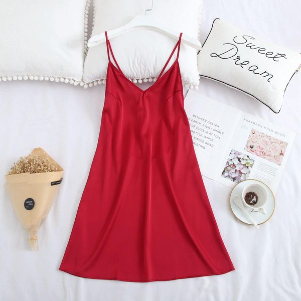 female womens sleepwears sling deep v neck mini simulation silk nightdress thin tempting open back lingerie sleepwear night dresses, Black;red
female womens sleepwears sling deep v neck mini simulation silk nightdress thin tempting open back lingerie sleepwear night dresses, Black;red