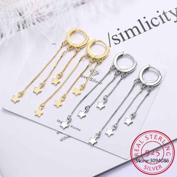 hoop & huggie 100% soild 925 sterling silver chain tassel earring star earrings fine jewely for woman ladies bijoux femme charming gift, Golden;silver
hoop & huggie 100% soild 925 sterling silver chain tassel earring star earrings fine jewely for woman ladies bijoux femme charming gift, Golden;silver