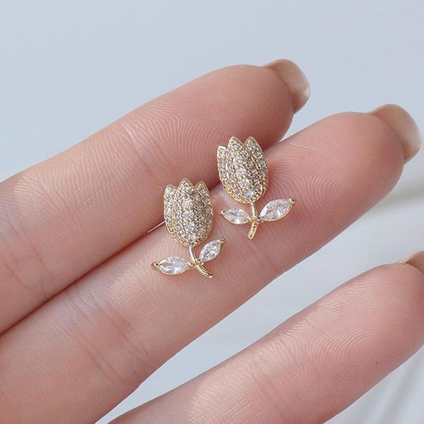 stud ew fashion brand delicate jewelry 14k real gold rose flower earrings for women zircon cz cute, Golden;silver
stud ew fashion brand delicate jewelry 14k real gold rose flower earrings for women zircon cz cute, Golden;silver