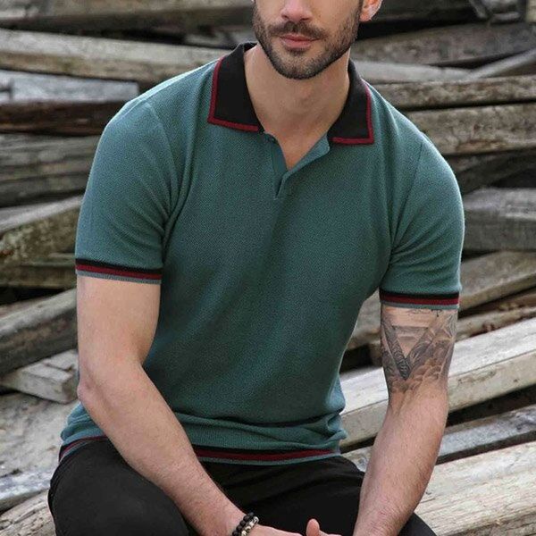 dark green men s street polo shirt comfortable classic fashion daily travel work party workout, White;black
dark green men s street polo shirt comfortable classic fashion daily travel work party workout, White;black