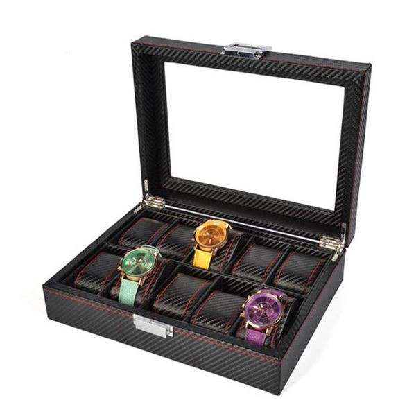 watch boxes & cases luxury box case organizer all black men 10 grid storage carbon fiber pu leather watches display gift ideas, Black;blue
watch boxes & cases luxury box case organizer all black men 10 grid storage carbon fiber pu leather watches display gift ideas, Black;blue