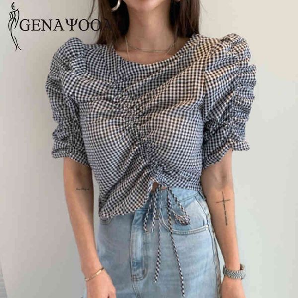 genayooa summer for women short puff sleeve vintage plaid shirt drawstring lace up korean blouse 210417, White
genayooa summer for women short puff sleeve vintage plaid shirt drawstring lace up korean blouse 210417, White