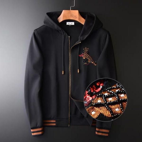 jackets luxury embroidered men's decorative pattern zipper personalized jacket, Black;brown
jackets luxury embroidered men's decorative pattern zipper personalized jacket, Black;brown