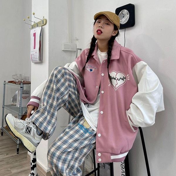 women's jackets autumn 2021 baseball uniform hip-hop jacket female long-sleeved love embroidery vintage streetwear harajuku oversized o, Black;brown
women's jackets autumn 2021 baseball uniform hip-hop jacket female long-sleeved love embroidery vintage streetwear harajuku oversized o, Black;brown