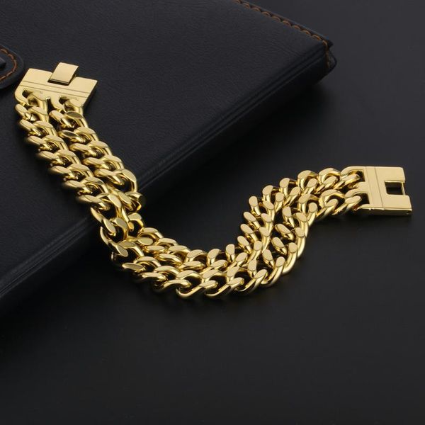 link, chain mens masculine strong heavy bold double layer curb cuban link bracelet homre gold silver color husband jewelry gifts, Black
link, chain mens masculine strong heavy bold double layer curb cuban link bracelet homre gold silver color husband jewelry gifts, Black