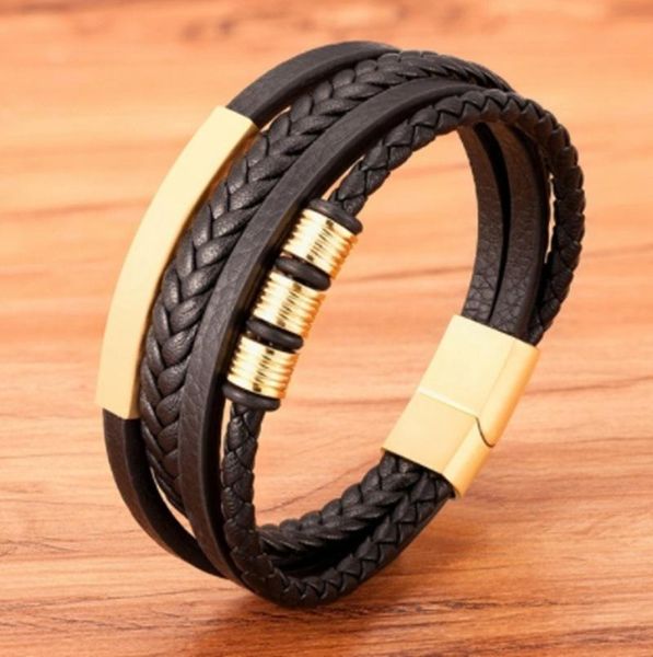 link, chain 4 layers black punk style design genuine leather bracelet for ladies steel magnetic button birthday gift male bracelets
link, chain 4 layers black punk style design genuine leather bracelet for ladies steel magnetic button birthday gift male bracelets
