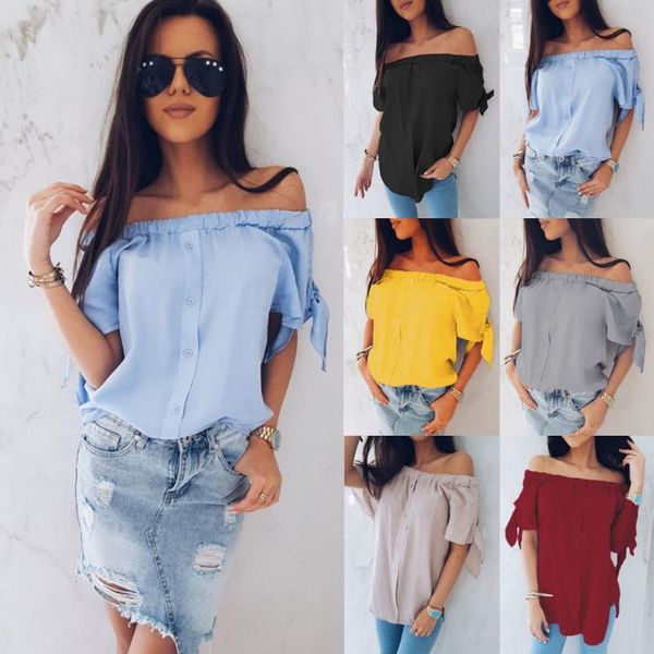 women's blouses & shirts fashion women lady off shoulder summer casual solid loose s, White
women's blouses & shirts fashion women lady off shoulder summer casual solid loose s, White