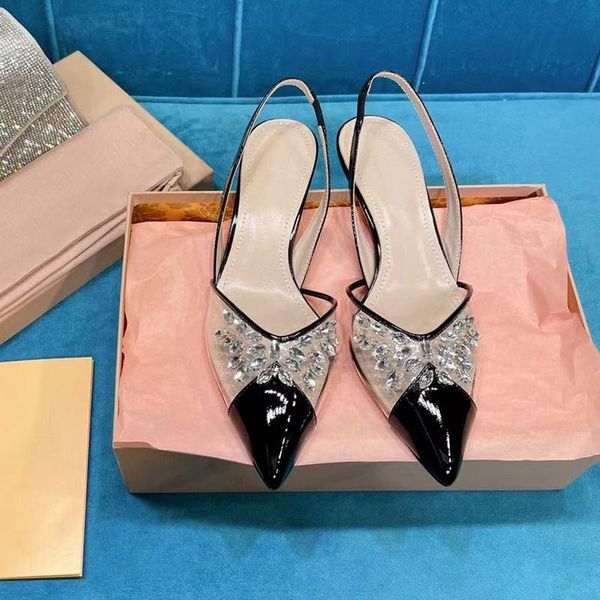 sandals summer women's high heel sandal with rhinestone bow decoration transparent pointed fashion party shoes ladies, Black
sandals summer women's high heel sandal with rhinestone bow decoration transparent pointed fashion party shoes ladies, Black
