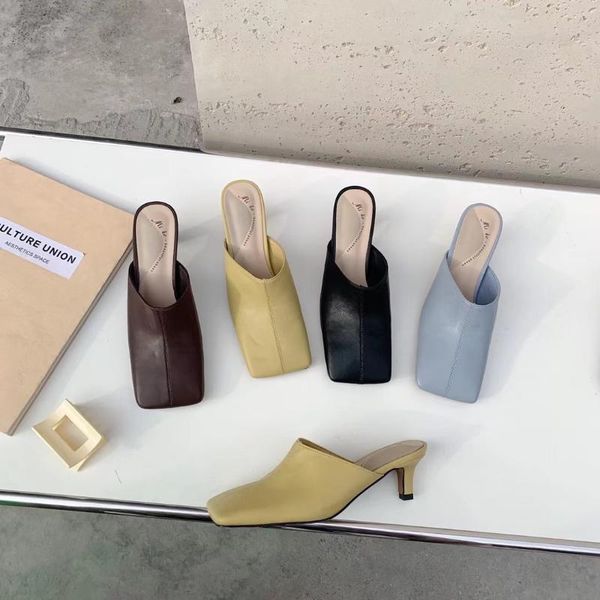 fashion women sandals slippers square toe thin high heels slip on mules shoes blue/yellow/black/brown size 39
fashion women sandals slippers square toe thin high heels slip on mules shoes blue/yellow/black/brown size 39