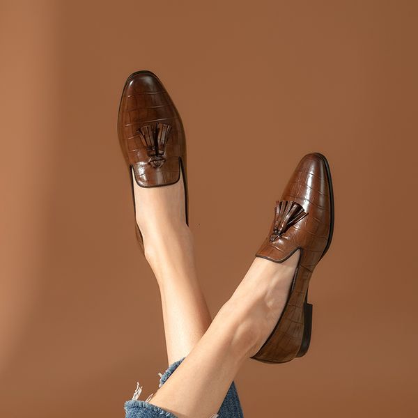 Dress shoes Loafers Women Calf Leather Alligator Pattern Fringe Slip On Waxing Round Toe Retro Casual Ladies Flat Shoes 27278, Black
Dress shoes Loafers Women Calf Leather Alligator Pattern Fringe Slip On Waxing Round Toe Retro Casual Ladies Flat Shoes 27278, Black