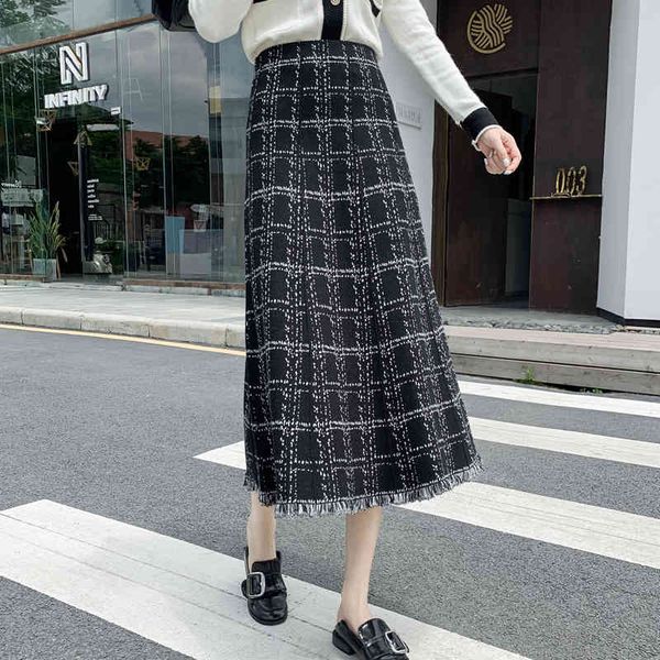 jxmyy plaid knit skirt women's autumn/winter new mid-length high-waist a-line large swing covering crotch woolen long skirt 210412, Black
jxmyy plaid knit skirt women's autumn/winter new mid-length high-waist a-line large swing covering crotch woolen long skirt 210412, Black