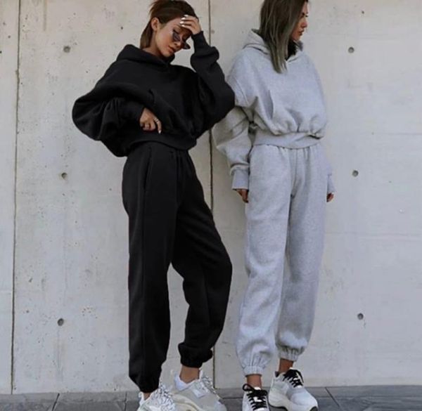 women's two piece pants donsignet solid casual sweatshirt outfits for women long sleeve hooded full length suit, White
women's two piece pants donsignet solid casual sweatshirt outfits for women long sleeve hooded full length suit, White