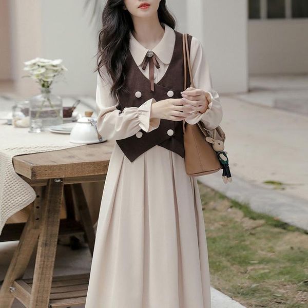 casual dresses elegant autumn patchwork 2-piece dress women japanese french vintage sweet 2021 korean fashion retro one-piece midi dresse, Black;gray
casual dresses elegant autumn patchwork 2-piece dress women japanese french vintage sweet 2021 korean fashion retro one-piece midi dresse, Black;gray