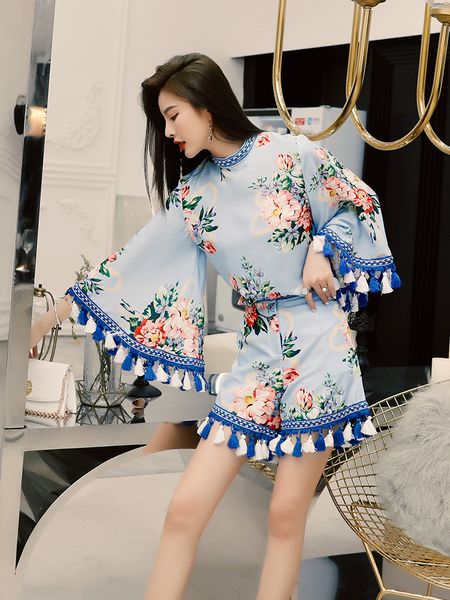 dress summer fashion 2 piece set women tunic flower print tassel blouse+high waist short suits sets, Black;gray
dress summer fashion 2 piece set women tunic flower print tassel blouse+high waist short suits sets, Black;gray