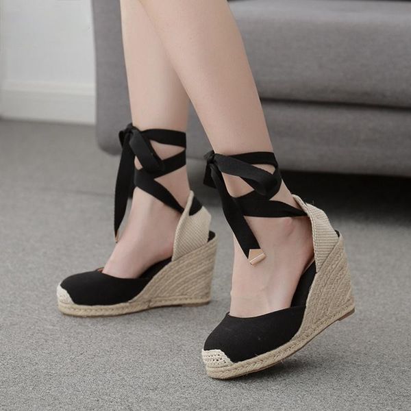 sandals kcenid ankle strap wedges shoes for women's espadrille summer comfortable heel ladies bohemia canvas pumps, Black
sandals kcenid ankle strap wedges shoes for women's espadrille summer comfortable heel ladies bohemia canvas pumps, Black