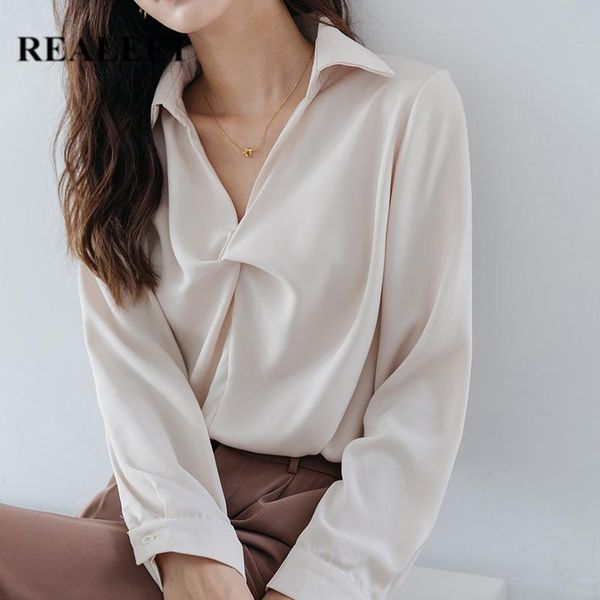 women's blouses & shirts realeft 2021 office ladies casual blouse fashionable solid color long sleeve loose v neck elegant autumn women, White
women's blouses & shirts realeft 2021 office ladies casual blouse fashionable solid color long sleeve loose v neck elegant autumn women, White