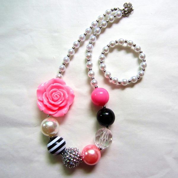 earrings & necklace 2021 spring kids girls lovely chunky pink resin flower 8mm pearl beads bubblegum bracelet set toy for children, Silver
earrings & necklace 2021 spring kids girls lovely chunky pink resin flower 8mm pearl beads bubblegum bracelet set toy for children, Silver