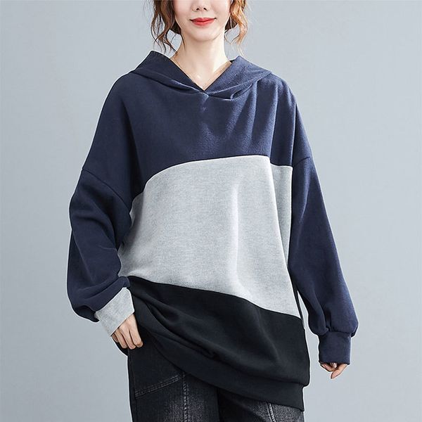 women's hoodies & sweatshirts spring autumn korea fashion women long sleeve loose casual hooded pullovers patchwork cotton big size s56, Black
women's hoodies & sweatshirts spring autumn korea fashion women long sleeve loose casual hooded pullovers patchwork cotton big size s56, Black