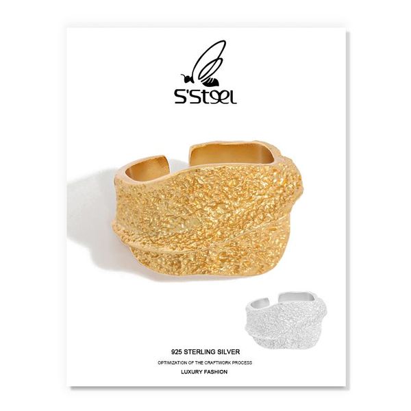 s'steel trendy 925 sterling silver ring gift fro women designer minimalist irregular open anillos plata para jewellery cluster rings, Golden;silver
s'steel trendy 925 sterling silver ring gift fro women designer minimalist irregular open anillos plata para jewellery cluster rings, Golden;silver