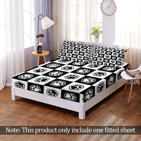 sheets & sets white and black cartoon dog footprints polyester printing fitted sheet with four corners elastic band home decor
sheets & sets white and black cartoon dog footprints polyester printing fitted sheet with four corners elastic band home decor