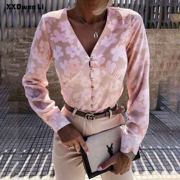 women's blouses & shirts 2021 casual floral print buttons folds blouse shirt for women v neck long sleeve pink woman, White
women's blouses & shirts 2021 casual floral print buttons folds blouse shirt for women v neck long sleeve pink woman, White