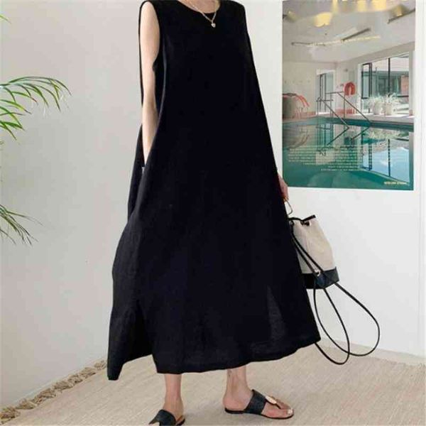 women black casual cotton and linen long dress round neck sleeveless loose fit fashion spring summer 2f0473 210510, Black;gray
women black casual cotton and linen long dress round neck sleeveless loose fit fashion spring summer 2f0473 210510, Black;gray