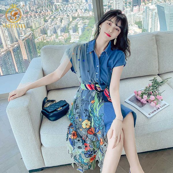 casual dresses 2021 arrival french vintage temperament short sleeve summer women's embroidery mesh stitching denim yh44, Black;gray
casual dresses 2021 arrival french vintage temperament short sleeve summer women's embroidery mesh stitching denim yh44, Black;gray