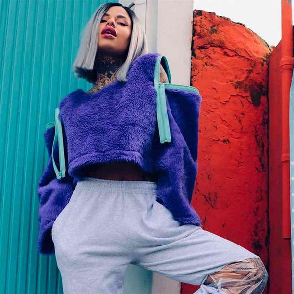omsj women crop hoodies velvet sweatshirts blue purple white zipper patchwork long sleeve loose pullover sudaderas de mujer 210517, Black
omsj women crop hoodies velvet sweatshirts blue purple white zipper patchwork long sleeve loose pullover sudaderas de mujer 210517, Black