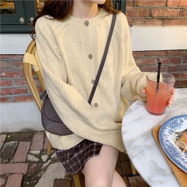 women's jackets 2021 autumn and winter knitted cardigan round neck single-breasted loose wild thin sweater coat women, Black;brown
women's jackets 2021 autumn and winter knitted cardigan round neck single-breasted loose wild thin sweater coat women, Black;brown
