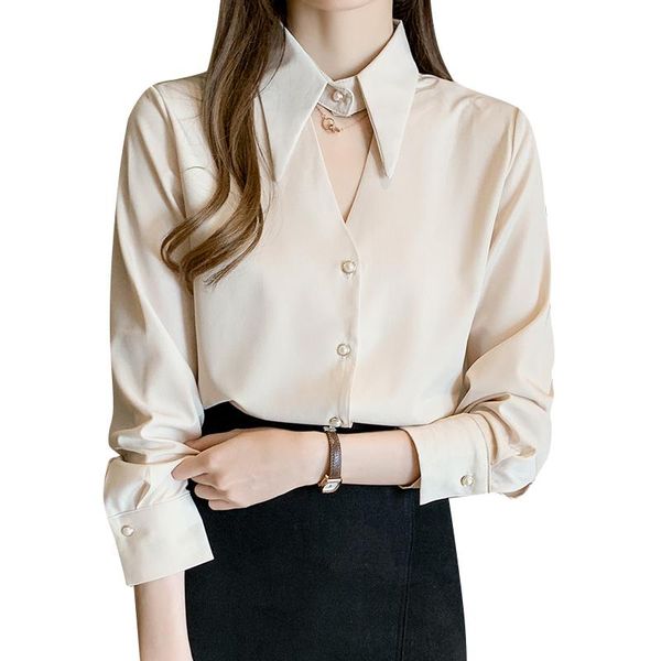 women's blouses & shirts korean fashion women silk blouse shirt plus size elegant woman stain v neck blusas mujer de moda, White
women's blouses & shirts korean fashion women silk blouse shirt plus size elegant woman stain v neck blusas mujer de moda, White